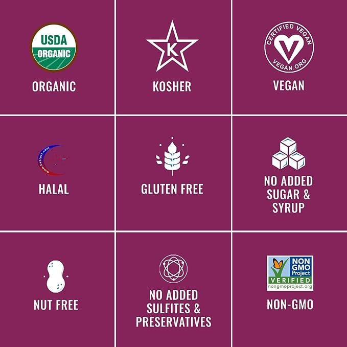 4 Sunny Fruit Organic Probiotic Prunes - 6 Bags (30 Individual Portion Packs) | Dried Plums Snack Packs with Live Probiotics | ORGANIC, NON-GMO, VEGAN, KOSHER, HALAL, NO PRESERVATIVES, NO SUGAR ADDED