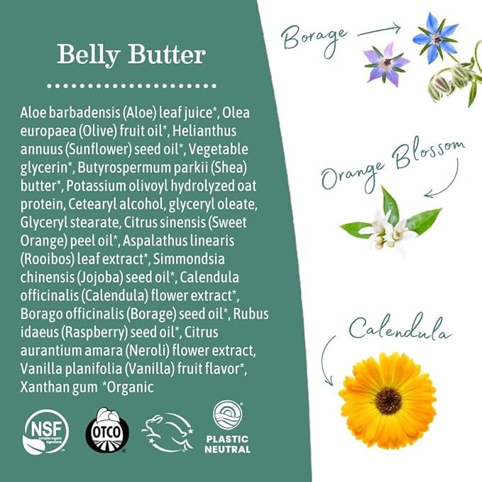 5 Earth Mama Belly Butter, Maternity Moisturizer for Dry Skin | Lotion for Pregnancy and Postpartum Recovery Self Care, Body Cream with Aloe, Fragrance Free, 8-Fluid Ounce