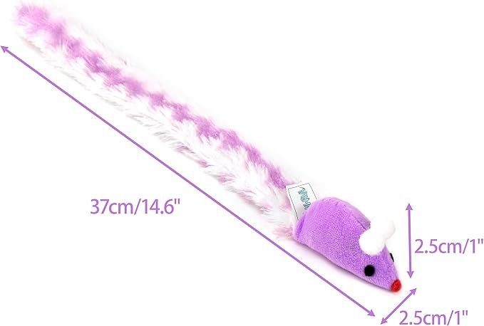 2 CHIWAVA 4 Packs 15 Inch Long Soft Plush Cat Toys Mice with Rattle Rustle Sound Small Mouse Activity Interactive Toy
