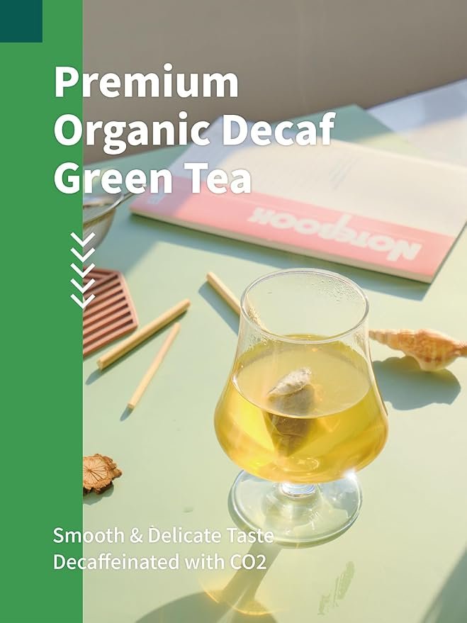 1 HYNTMYT Organic Decaffeinated Green Tea Bags, USDA Organic Decaf Green Tea, Fresh & Smooth Taste, Unsweetened, 120 Count