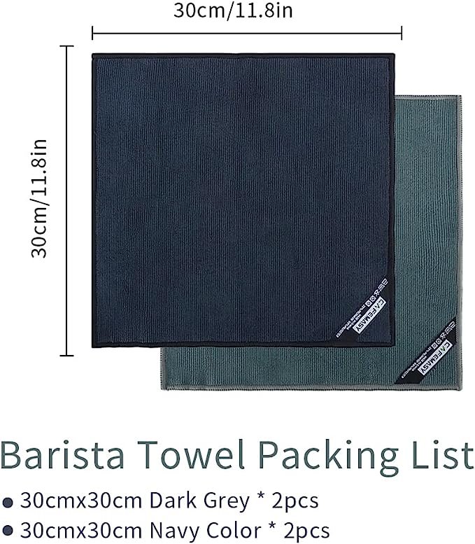 2 CAFEMASY Barista Micro Cleaning Towels Pack - 4pcs Soft Absorbent Non-Abrasive Micro Cleaning Cloth for Cleaning Steam Wand, Coffee or Espresso Machine
