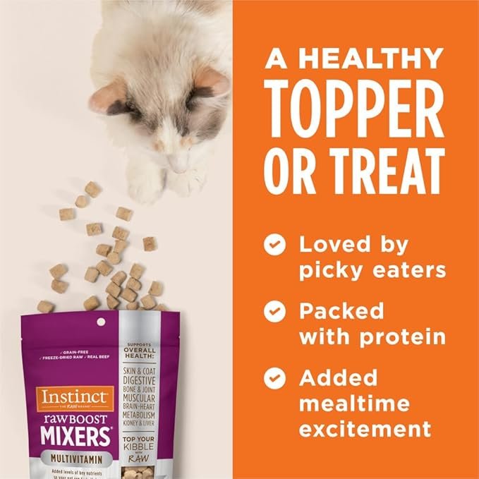 4 Instinct Raw Boost Mixers Freeze Dried Raw Cat Food Topper, Grain Free Cat Food Topper with Functional Ingredients 5.5 oz.