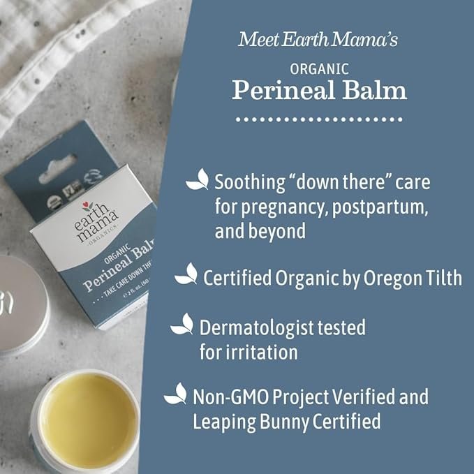 4 Earth Mama Organic Perineal Balm | Naturally Cooling Herbal Salve for Pregnancy and Postpartum Relief with Witch Hazel & Calendula, Feminine Care Essentials, No Benzocaine or Butane, 2-Fluid Ounce