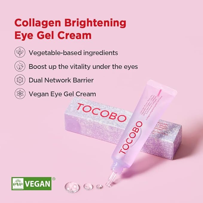 1 TOCOBO] Collagen Brightening Eye Gel Cream | Quartz Water, Lavender Water Extract, Brightening Eye Care, Eye Lifting | Vegan, Collagen Eye cream, 1 Ounce (Pack of 1), 1 Ounce