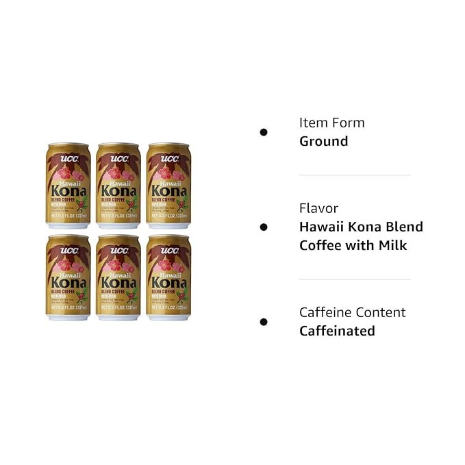2 UCC Coffee Milk Blend 6 Pack (Hawaii Kona Blend with Milk)