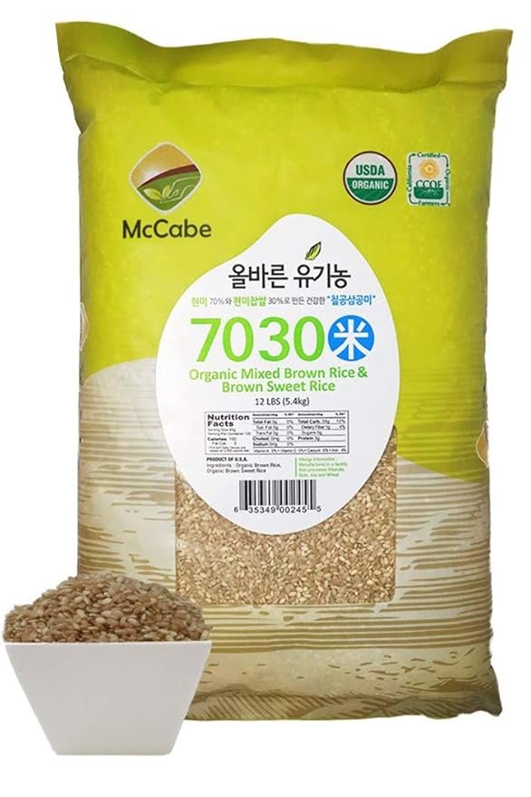 1 McCabe Organic 7030 (Brown Rice & Brown Sweet Rice), 12-Pound, USDA Certified Organic, CCOF (California Certified Organic Farmers), Product of USA