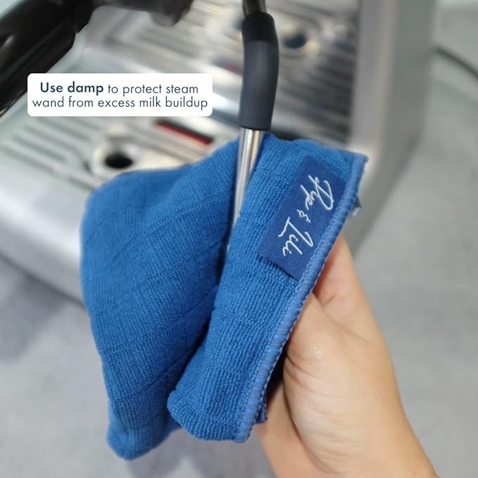 2 Barista CleanMate Set: Hooks for Effortless Storage - Gentle, Super Absorbent Microfiber Cloth for Cleaning Espresso Machine, Grinder, and Coffee Bar Countertop - Simple & Swift Cleanup - Set of 4