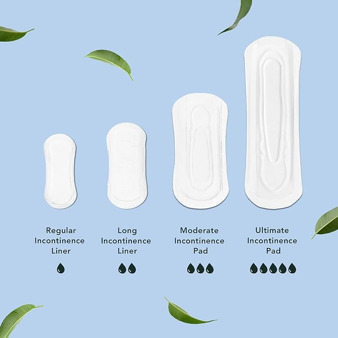 5 Rael Incontinence Liners for Women, Organic Cotton Cover - Postpartum Essential, Regular Absorbency, Bladder Leak Control, 4 Layer Core with Leak Guard Technology, (Long, 36 Count)