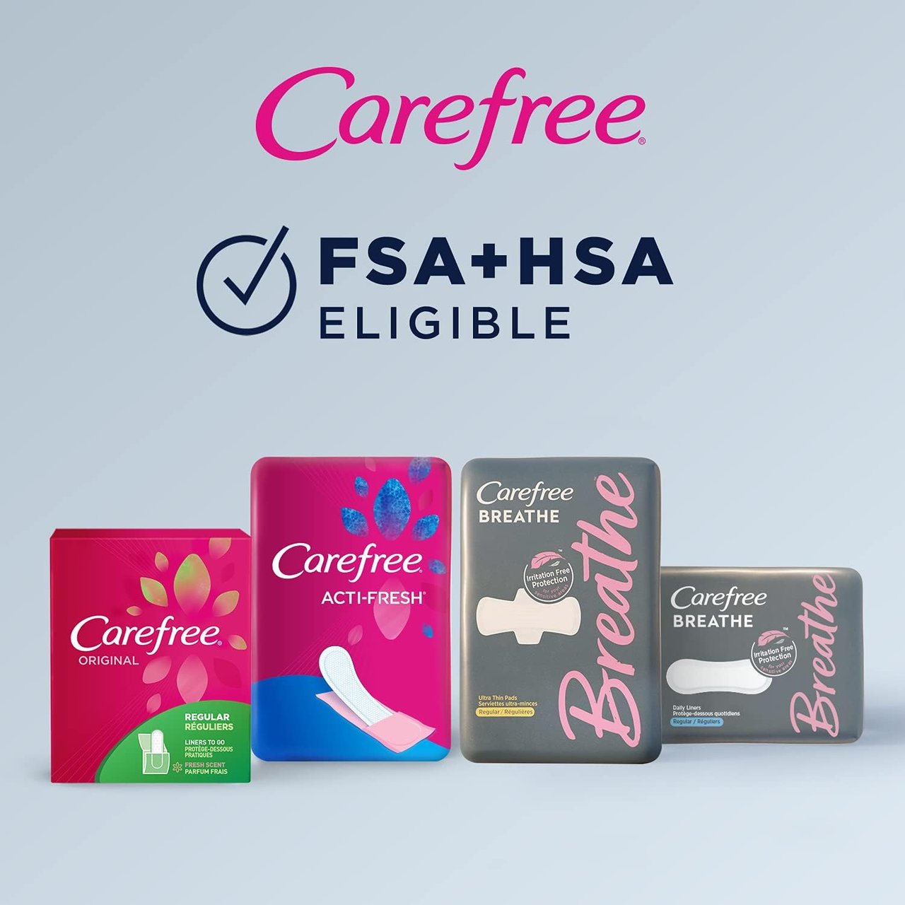 4 Carefree Acti-Fresh Panty Liners, Soft and Flexible Feminine Care Protection, Regular, 120 Count
