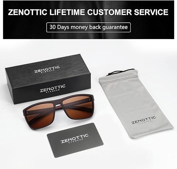 4 ZENOTTIC Polarized Sunglasses for Men Lightweight TR90 Frame UV400 Protection Square Sun Glasses