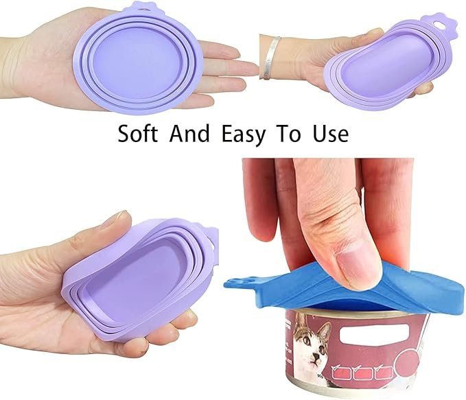 2 WANBAO Food Can Lids Pet Can Covers 6 Pcs for All Standard Size Dog and Cat Food Can Lids