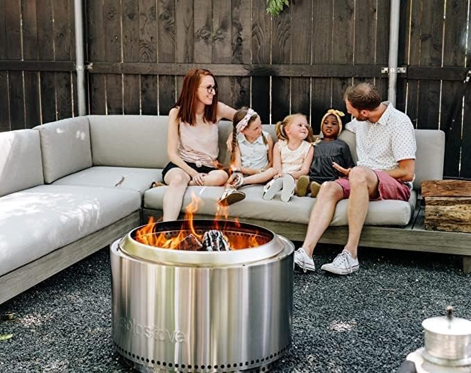 4 Solo Stove Yukon 2.0, Smokeless Fire Pit | Portable Wood Burning Fireplace with Removable Ash Pan, Large Outdoor Firepit - Stainless Steel, H: 17 in x Dia: 27 in, 38 lbs