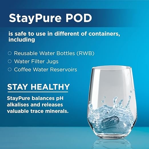 2 StayPure- 250 Gallon Portable Water Filter, Perfect for Travel, Camping, Water Bottle, Pitcher - Alkaline - Long-Life (6 Months)