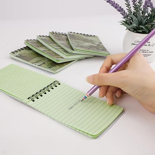2 12 Pack Waterproof Notebook, All-Weather Pocket Sized Tactical Notepad, 3" x 5"Top Spiral Memo Notes Green Grid Paper Notepad for Outdoor Activities Recording