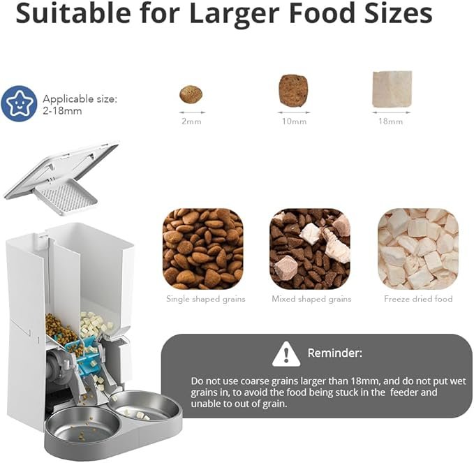 3 XTUOES Automatic Cat Feeders 2 Cat, 2.4G WiFi Microchip cat Feeder with Double Hoppers Dual timed cat Feeder for 2-18mm Kibble, 1-10 Meals & 30s Voice Record for Small Medium Cat Dog Pet