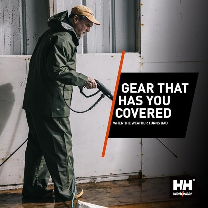 2 Helly-Hansen Workwear Mandal Adjustable Waterproof Jackets for Men - Heavy Duty Comfortable PVC-Coated Protective Rain Coat