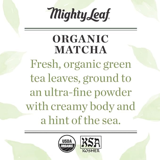 1 Mighty Leaf Tea, Organic Matcha Green Tea Powder - 3 Ounce Bag, 100% Japanese Matcha, Unsweetened
