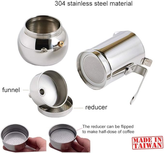 2 Stainless Steel Italian Espresso Coffee Maker Stovetop Moka Pot
