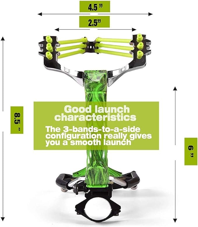 4 Durable Collapsible Sling Launcher, Versatile Hunting Sling Set, Wrist Support Catapult for Fishing and Survival, Complete with 2 Elastic Bands and Projectiles
