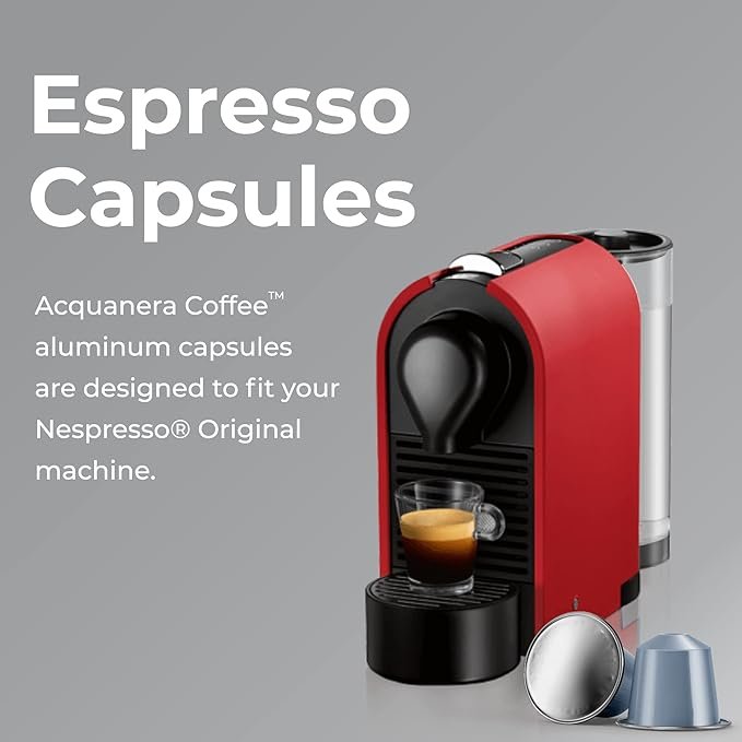 5 Acqua Coffee, Espresso Pods, 60 Capsules, Premium Espresso Assortment, Pure Arabica Coffee Deep Roast, Strength 9, Individual Aluminum Coffeehouse, Fits Nespresso Original