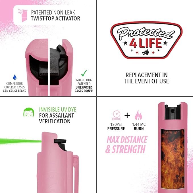 1 Quick Action Pepper Spray Keychain - Maximum Strength MC 1.44 - Spray Range up to 16 ft - Made in USA - 2 Pack