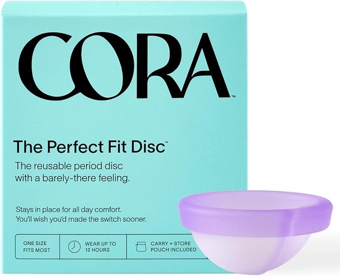 2 Cora Organic Feminine Care | 100 Extra Long Bladder Liners (Incontinence & Postpartum Pads) and a Reusable Menstrual Disc | Medical Grade Silicone | Eco-Conscious | Bundle Pack