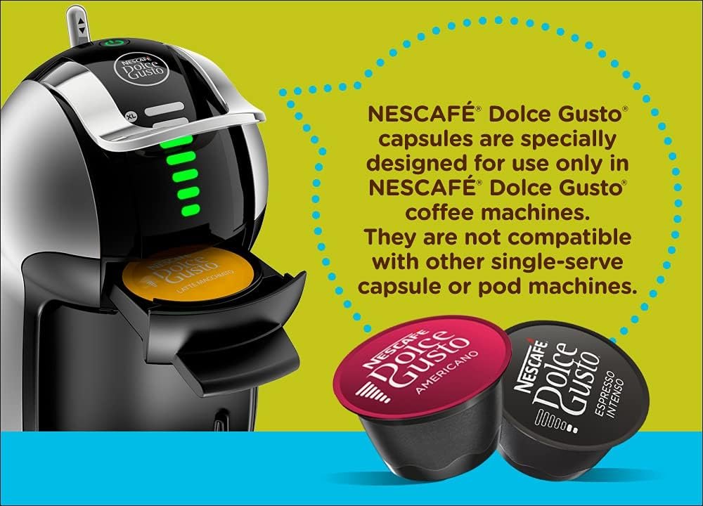 6 NESCAFÉ Dolce Gusto Genio 2 Silver Coffee Maker - Brewing System for Espresso, Cappuccino, and Latte Capsules