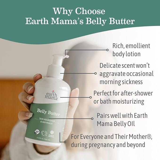 1 Earth Mama Belly Butter, Maternity Moisturizer for Dry Skin | Lotion for Pregnancy and Postpartum Recovery Self Care, Body Cream with Aloe, Fragrance Free, 8-Fluid Ounce