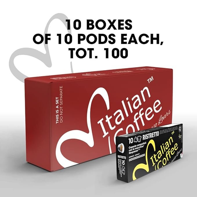 2 Italian Coffee Capsules for Nespresso Original Machines, Italian Espresso Pods (100 Ristretto Regular Capsules, 100 Count - Pack of 1)
