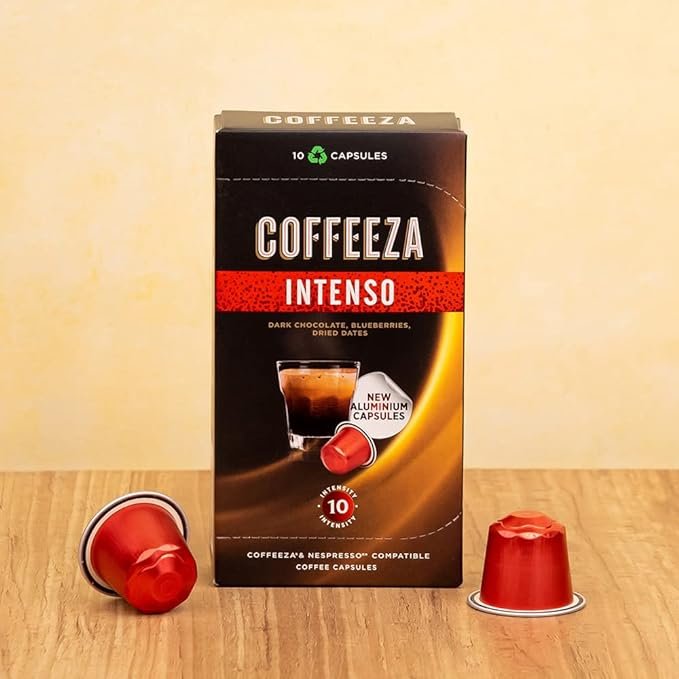 3 Coffeeza Intense Aluminum Coffee Capsules, Designed for Nespresso Original Machines | Package of 4 (40 Pods) | Intensity Level – 10