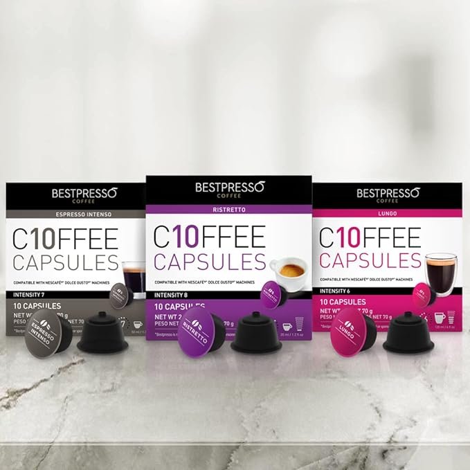 1 Bestpresso Coffee Capsules (Variety Pack, 120) for Nescafe Dolce Gusto Coffee Machines.