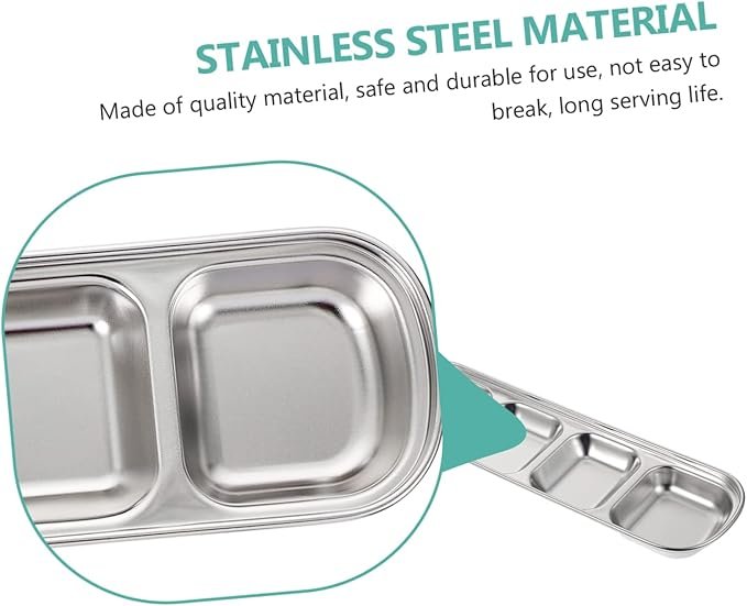3 Mipcase 2pcs Stainless Steel Plate Squirrel Feeder Automatic Water Bowl Rabbit Water Dispenser Pet Feeding Tray Automatic Cat Feeders Nut Trays Multi-Grid Fodder Tray Fodder Plate Silver
