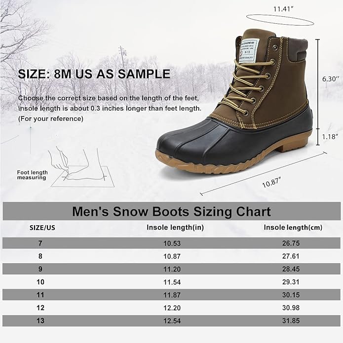 4 ALEADER Men's Winter Duck Boot | Waterproof Insulated Snow Boot
