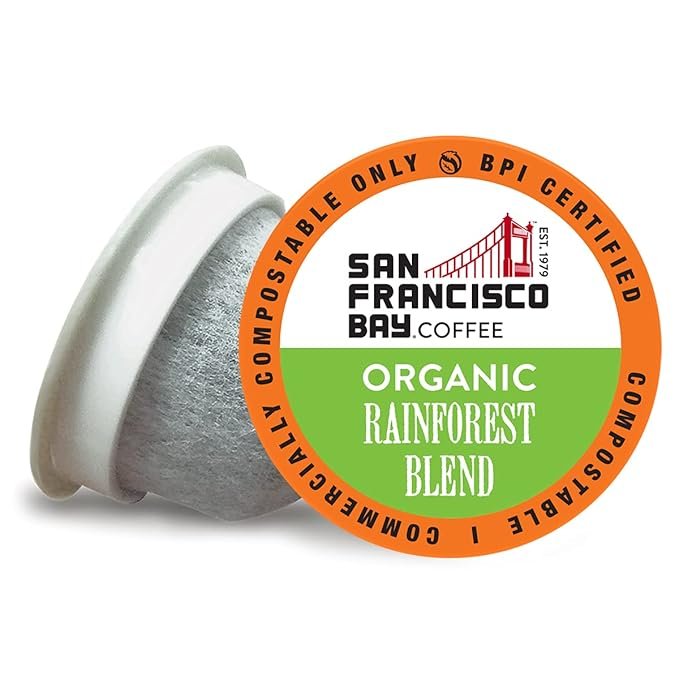 2 San Francisco Bay Compostable Coffee Pods - Organic Rainforest Blend (80 Ct) K Cup Compatible including Keurig 2.0, Medium Dark Roast