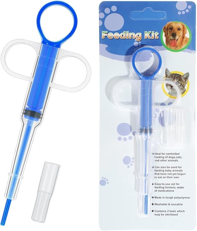 3 Pet Nursing Kit, Dog Cat Feeding Syringe Nipple Bottles, Pet Pill Gun Dispenser, Puppy Kitten Tube Feeding Kit 10Fr Size