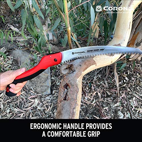 4 Corona Tools 10-Inch RazorTOOTH Folding Saw | Pruning Saw Designed for Single-Hand Use | Curved Blade Hand Saw | Cuts Branches Up to 6" in Diameter | RS 7265D