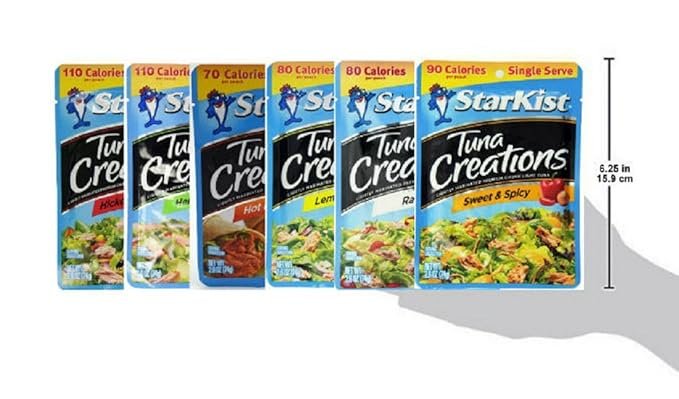3 Starkist Seafood Assortment, 2.6-Ounce Flavorful Pack, 6 Assorted Varieties, 1 Pouch per Flavor, 6 Pouches in Total