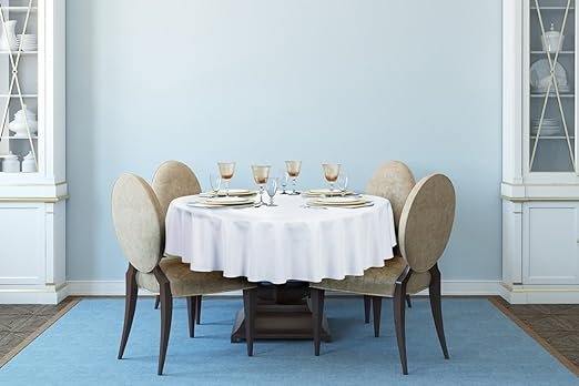 5 Remedios Round Tablecloth Solid Color Polyester Table Cloth for Bridal Shower Wedding Table – Wrinkle Free Dinner Tablecloth for Restaurant Party Banquet (White, 70 inch)