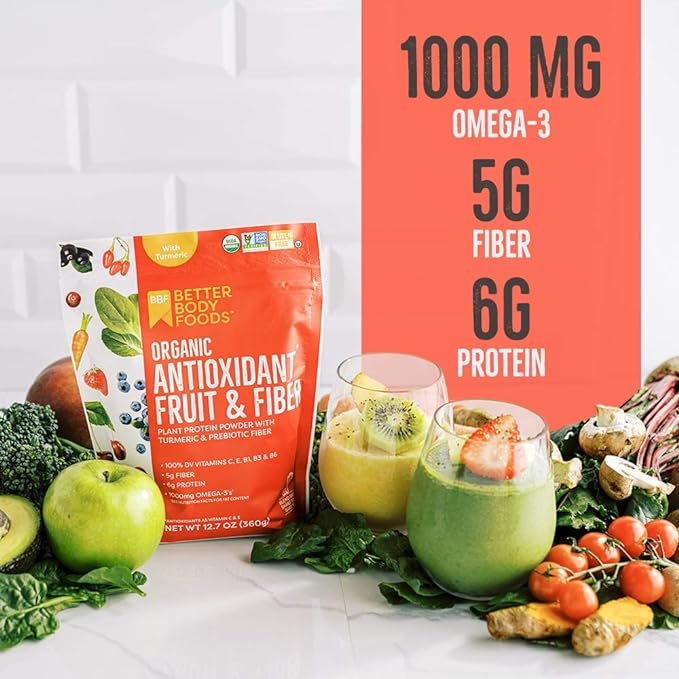 1 BetterBody Foods Organic Antioxidant Fruit and Fiber Superfood Blend, 12.7 Ounce, Powder