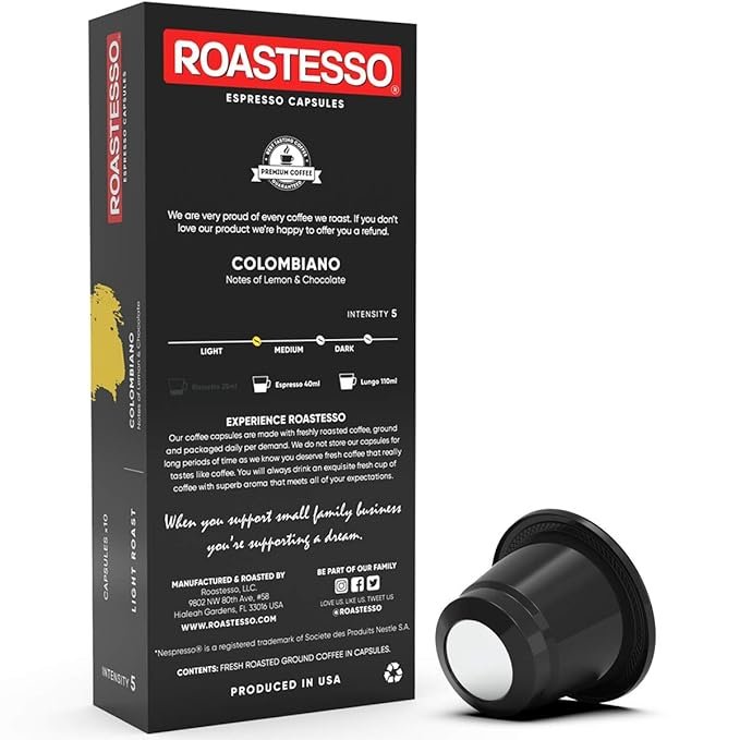 3 Roastesso - Colombian Espresso Capsules (10 Count, Pack of 4)
