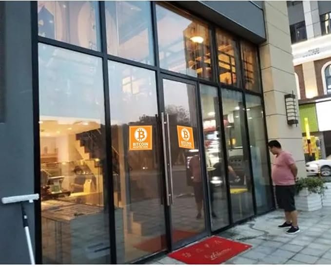 5 Top label Bitcoin Accepted Here Stickers Sign,4 Inch Self Adhesive Label for Shop,Business,10 Pcs/ Per Pack