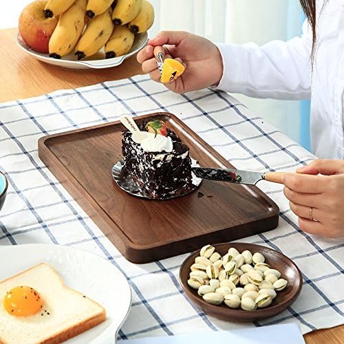 4 Wooden Decorative Serving Tray - Black Walnut Finish - 15.3 x 11.4 Inches