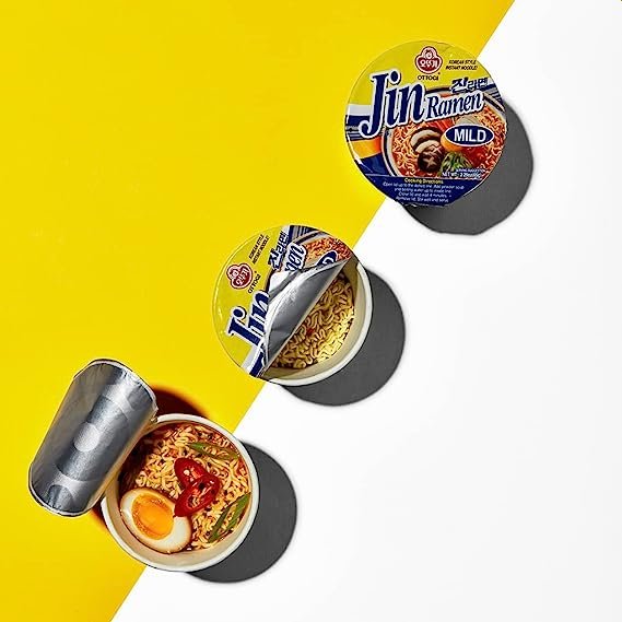 2 [OTTOGI] Jin Ramen Mild, KOREAN STYLE INSTANT CUP NOODLE, (65g) -6 Pack