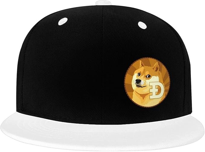 1 Dogecoin Flat Bill Hats Contrast Hip Hop Baseball Cap Unisex Snapback Rock Caps