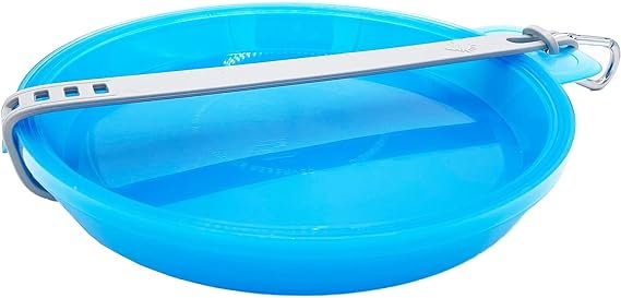 2 Sun Company Zero Plates - 4-Pack of Stackable Nesting Plates for Camping with Silicone Strap | Dishwasher-Safe Space-Saving Travel Mess Kit | Dinnerware for Camping, Backpacking, or RV (Blue Ice)