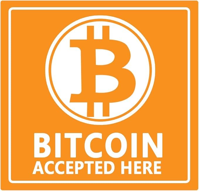 1 Top label Bitcoin Accepted Here Stickers Sign,4 Inch Self Adhesive Label for Shop,Business,10 Pcs/ Per Pack