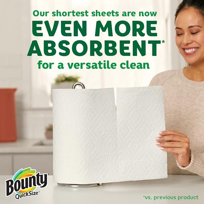 2 Bounty White Paper Towels, 12 Family Rolls - Equivalent to 30 Regular Rolls (Packaging May Vary)