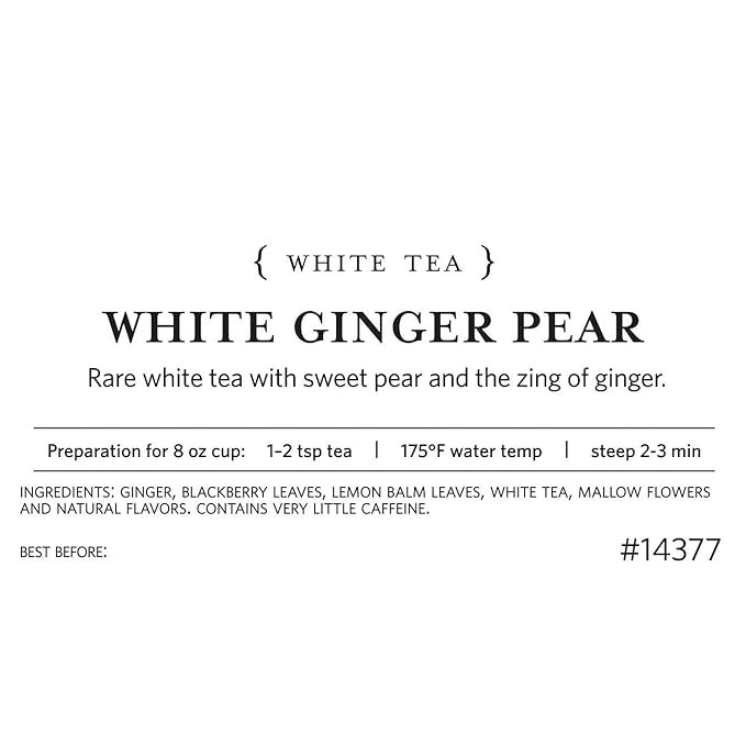 3 Tea Forte White Ginger Pear Loose Bulk Tea, 1 Pound Pouch, White Tea Makes 160-170 Cups