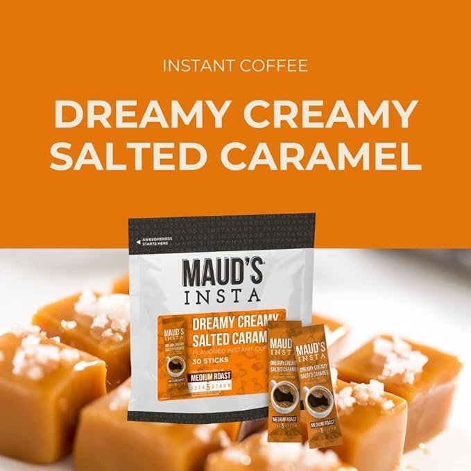 4 Dreamy Creamy Caramel Coffee Sticks, 26ct. California Roasted Instant Coffee, 100% Arabica, Solar Energy Productions