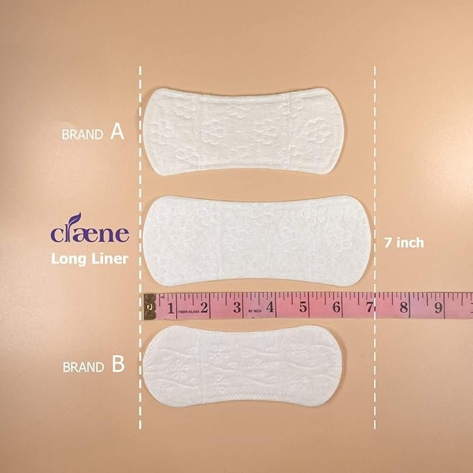 7 Organic Cotton Panty Liners, Fragrance-Free, Thin, Ethical, Everyday, Breathable Organic Panty Liners for Women, Light Bladder Control, Natural Pantyliners, Plant-Based Menstrual (Long, 50 Count)